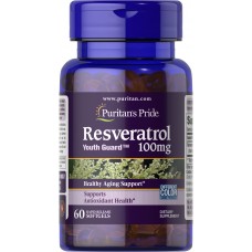 Ресвератрол, Resveratrol, Puritan's Pride, 100 мг, 60 гелевых капсул с быстрым высвобождением