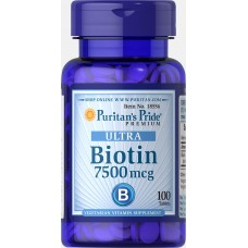 Биотин, Biotin, Puritan's Pride, 7500 мкг, 100 таблеток