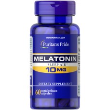 Мелатонин, Melatonin, Puritan's Pride, 10 мг, 60 капсул