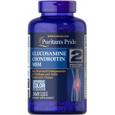 Глюкозамин хондроитин и МСМ, Glucosamine Chondroitin and MSM, Puritan's Pride, тройная сила, 360 каплет