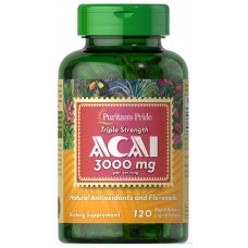 Асаи, Acai, Puritan's Pride, тройная сила, 3000 мг, 120 гелевых капсул
