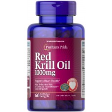 Масло криля, Red Krill Oil, Puritan's Pride, 1000 мг, 60 гелевых капсул