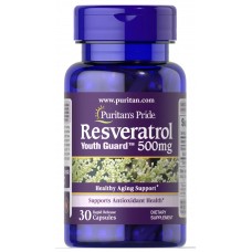 Ресвератрол, Resveratrol, Puritan's Pride, 500 мг, 30 капсул