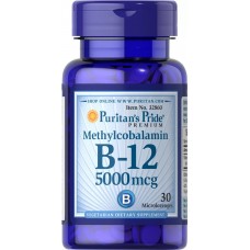 Витамин В12 (метилкобаламин), Methylcobalamin Vitamin B-12, Puritan's Pride, 5000 мкг, 30 миниледенцов