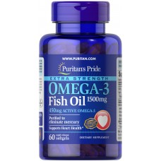 Омега-3 рыбий жир, Extra Strength Omega-3 Fish Oil, Puritan's Pride, 1500 мг, 60 гелевых капсул
