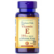 Витамин Е с селеном, Vitamin E, Puritan's Pride, 400 МЕ/50 мкг, 100 гелевых капсул