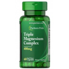 Магний, тройной комплекс, Triple Magnesium Complex, Puritan's Pride, 400 мг, 60 капсул быстрого высвобождения