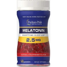 Мелатонин, Melatonin Gummy, Puritan's Pride, 2,5 мг, со вкусом клубники, 60 жевательных конфет
