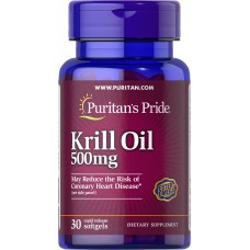 Масло криля, Red Krill Oil, Puritan's Pride, 500 мг, 30 гелевых капсул