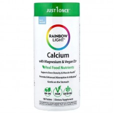 Кальций с магнием и веганским витамином D3+, Calcium with Magnesium & Vegan D3+, Rainbow Light, 2:1, 180 таблеток