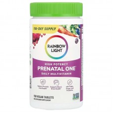 Витамины для беременных, Prenatal One, Rainbow Light, ежедневный мультивитаминный комплекс, высокой эффективности, 150 веганских таблеток