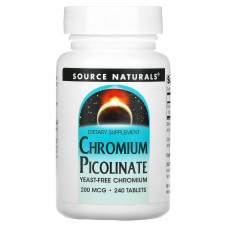 Хром пиколинат, Chromium Picolinate, Source Naturals, 200 мкг, 240 таб.