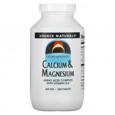 Кальций и магний, Calcium & Magnesium, Source Naturals, 300 мг, 250 таблеток