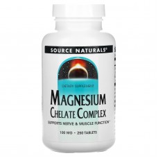 Магний хелат, Magnesium Chelate, Source Naturals, 100 мг, 250 таб.