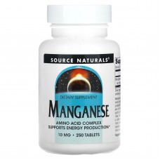 Марганец, Manganese, Source Naturals, 10 мг, 250 таблеток