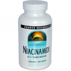 Ниацинамид (В3), Niacinamide, B-3, Source Naturals, 1500 мг, 100 таб.