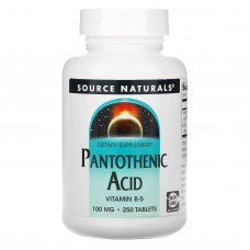 Пантотеновая кислота, Pantothenic Acid, Source Naturals, 100 мг, 250 таблеток