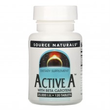 Витамин А, Active A, Source Naturals, 25,000 МЕ, 120 таблеток