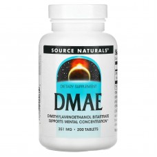 DMAE (Диметиламиноэтанол), Source Naturals, 351 мг, 200 таблеток.