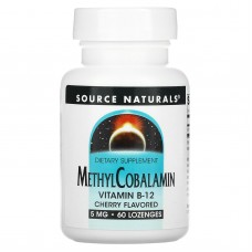 Витамин В12 (метилкобаламин), MethylCobalamin, Source Naturals, вишня, 5 мг, 60 таб.