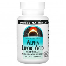 Альфа-липоевая кислота, Alpha Lipoic Acid, Source Naturals, замедленного высвобождения, 300 мг, 60 таблеток