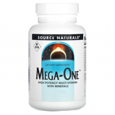 Мультивитамины и минералы, без железа, Mega-One, Source Naturals, по 1 в день, 90 таблеток