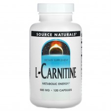 L-карнитин, L-Carnitine, Source Naturals, 500 мг, 120 капсул