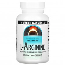 Аргинин, L-Arginine, Source Naturals, свободная форма, 500 мг, 100 капсул.