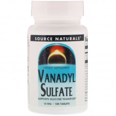 Ванадий сульфат, Vanadyl Sulfate, Source Naturals, 10 мг, 100 таблеток