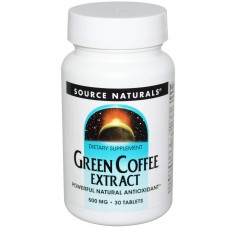 Кофе для похудения, Green Coffee, Source Naturals, экстракт, 500 мг, 30 таблеток