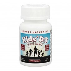 Витамин D3 для детей, Kids D-3 400 IU, Source Naturals, вкус черной вишни, 100 быстрорастворимых таблеток