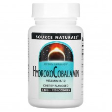 Витамин В-12 (гидроксикобаламин), HydroxoCobalamin, Source Naturals, вкус вишни, 1 мг, 120 таблеток для рассасывания