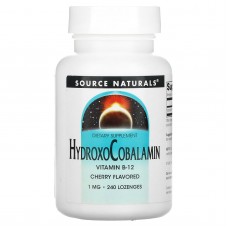 Витамин В-12 (гидроксикобаламин), HydroxoCobalamin, Source Naturals, вкус вишни, 1 мг, 240 таблеток для рассасывания