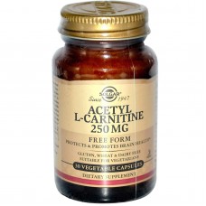 Ацетил L-карнитин, Acetyl-L-Carnitine, Solgar, 250 мг, 30 вегетарианских капсул