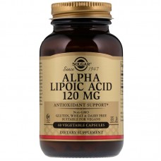 Альфа-липоевая кислота, Alpha Lipoic Acid, Solgar, 120 мг, 60 вегетарианских капсул