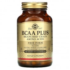 Аминокислоты BCAA плюс,  BCAA Plus, Solgar, свободная форма, 100 вегетарианских капсул