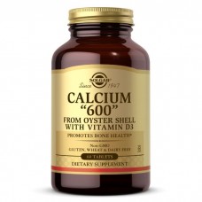 Кальций из раковин устриц, Calcium "600", Solgar, с витамином D3, 60 таблеток
