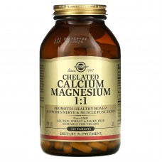 Магний кальций, Chelated Calcium Magnesium, Solgar, хелатный, 1:1, 240 таблеток