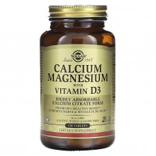 Кальций и магний с витамином D3, Calcium Magnesium D3, Solgar, 150 таблеток