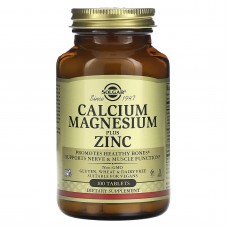 Кальций, магний, цинк, Calcium Magnesium Plus Zinc, Solgar, 100 таблеток