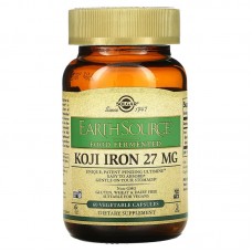 Железо, Koji Iron, Solgar, 27 мг, ферментированное, 60 вегетарианских капсул