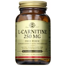 Л карнитин, L-Carnitine, Solgar, свободная форма, 250 мг, 90 вегетарианских капсул