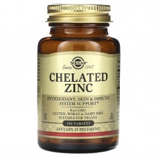 Хелат цинка, Chelated Zinc, Solgar, 100 таблеток
