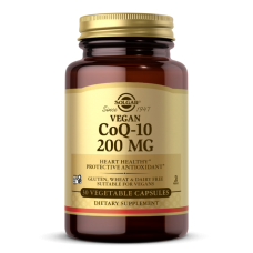 Коэнзим Q10, Vegan CoQ-10, Solgar, 200 мг, 30 вегетарианских капсул