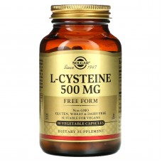 Цистеин, L-Cysteine, Solgar, 500 мг, 90 вегетарианских капсул