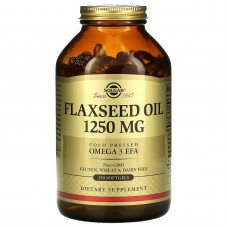 Льняное масло, Flaxseed Oil, Solgar, 1250 мг, 250 гелевых капсул