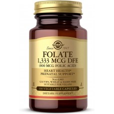 Фолат (фолиевая кислота), Folate, Solgar, 1333 мкг DFE (800 мкг), 100 капсул