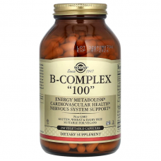 Витамины В-100, комплекс, B-Complex "100", Solgar, 250 вегетарианских капсул
