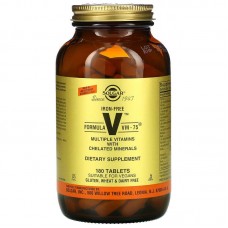 Мультивитамины и хелатные минералы без железа, Formula V, VM-75, Solgar, 180 таблеток