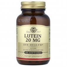 Лютеин, Lutein, Solgar, 20 мг, 60  гелевых капсул